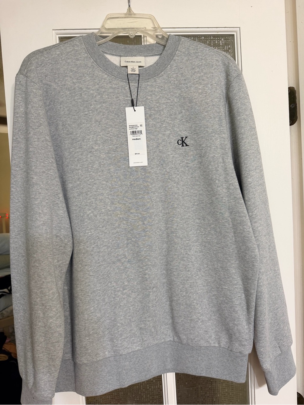 Calvin Klein Light Grey Crewneck Sweatshirt with CK Logo